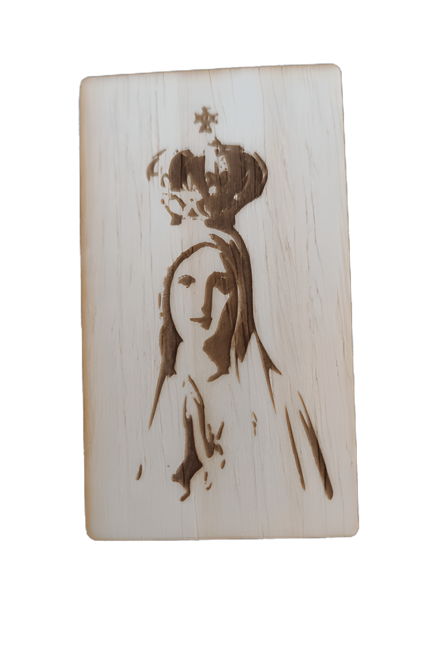 tablilla de madera con imagen catolica virgen de fatima sin soporte