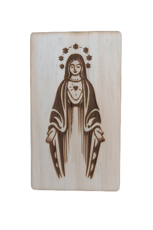 tablilla de madera con imagen catolica virgen guadalupe sin soporte